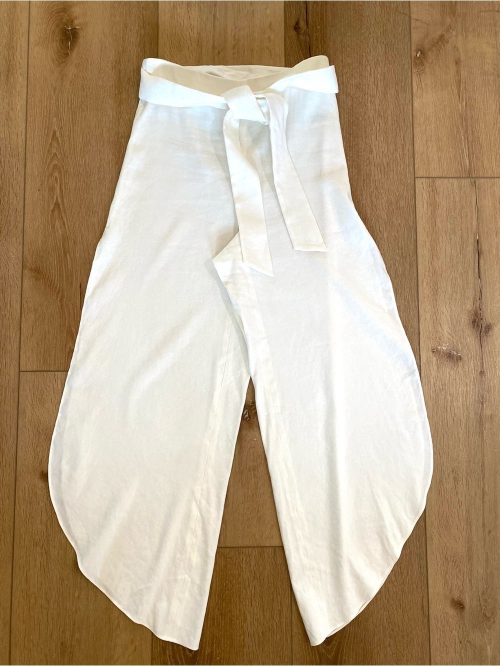Alice + Olivia White Resort Linen Blend Split Sides Culotte Pants Coastal Chic 0